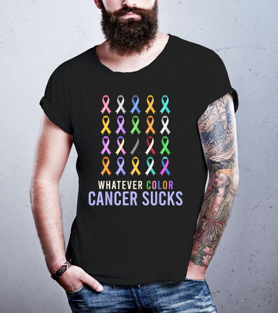 Whatever Color Cancer Sucks All Awareness Ribbons T-Shirt