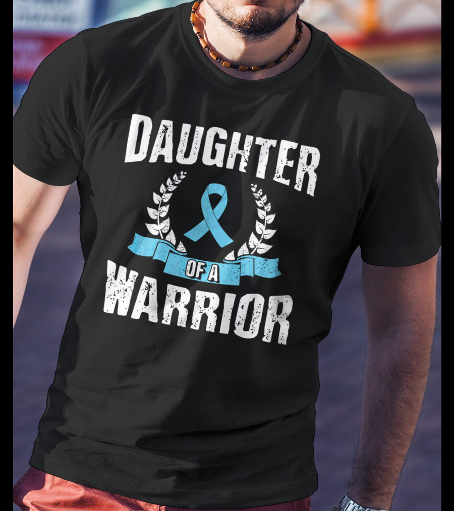 Daughter Of A Warrior Prostate Cancer Awareness Ribbon Laurel T-Shirt