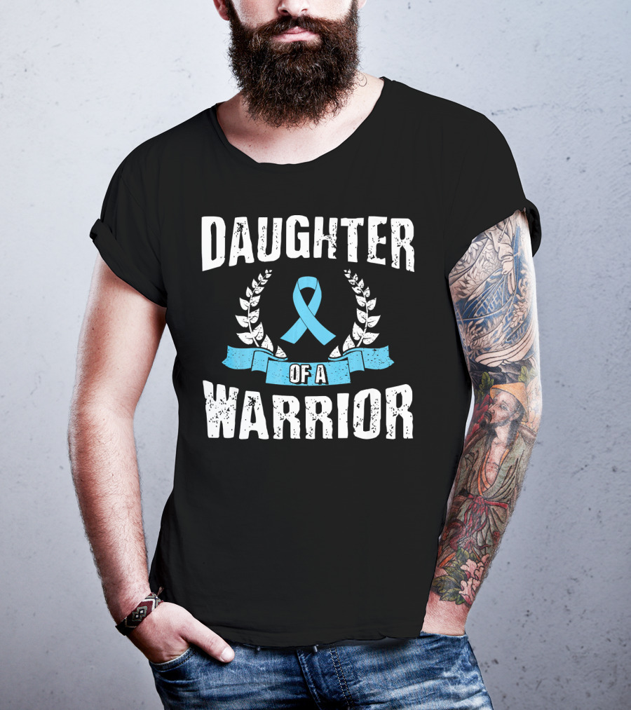 Daughter Of A Warrior Prostate Cancer Awareness Ribbon Laurel T-Shirt