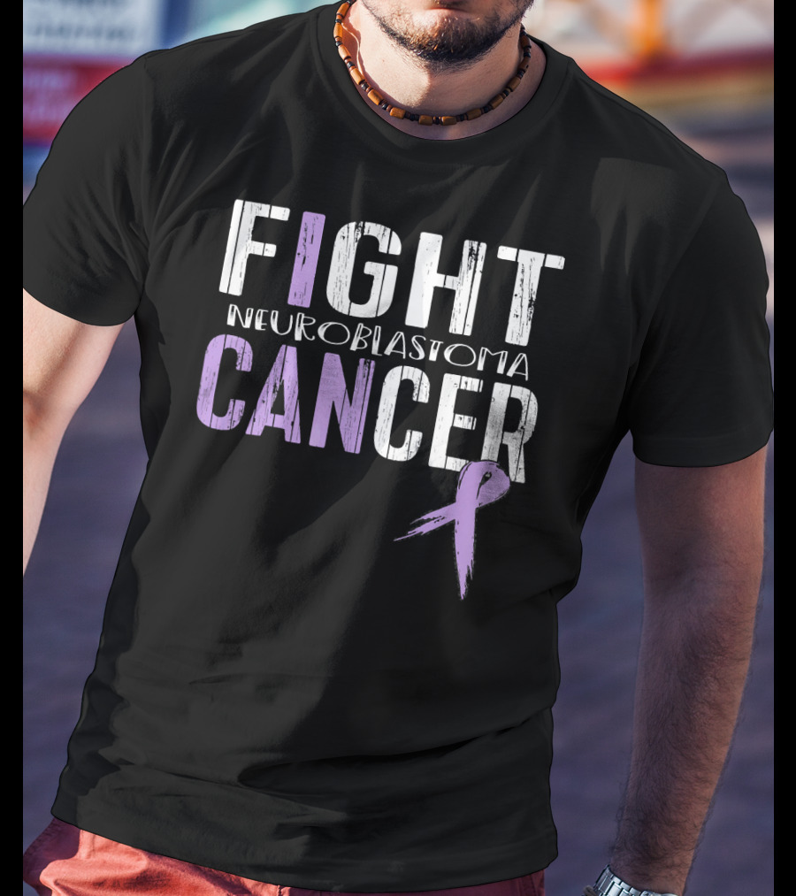 FIGHT NEUROBLASTOMA CANCER Purple Ribbon Awareness T-Shirt