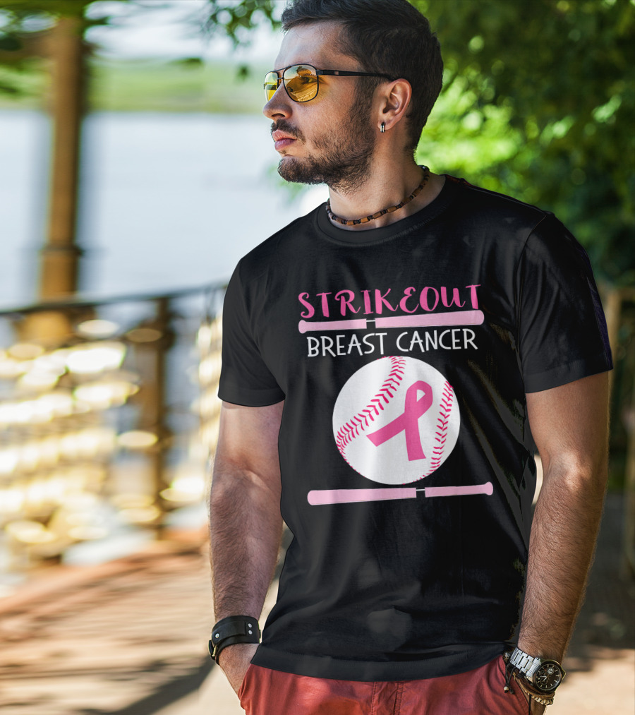 Strikeout Breast Cancer Baseball Catcher Player Team Co T-Shirt