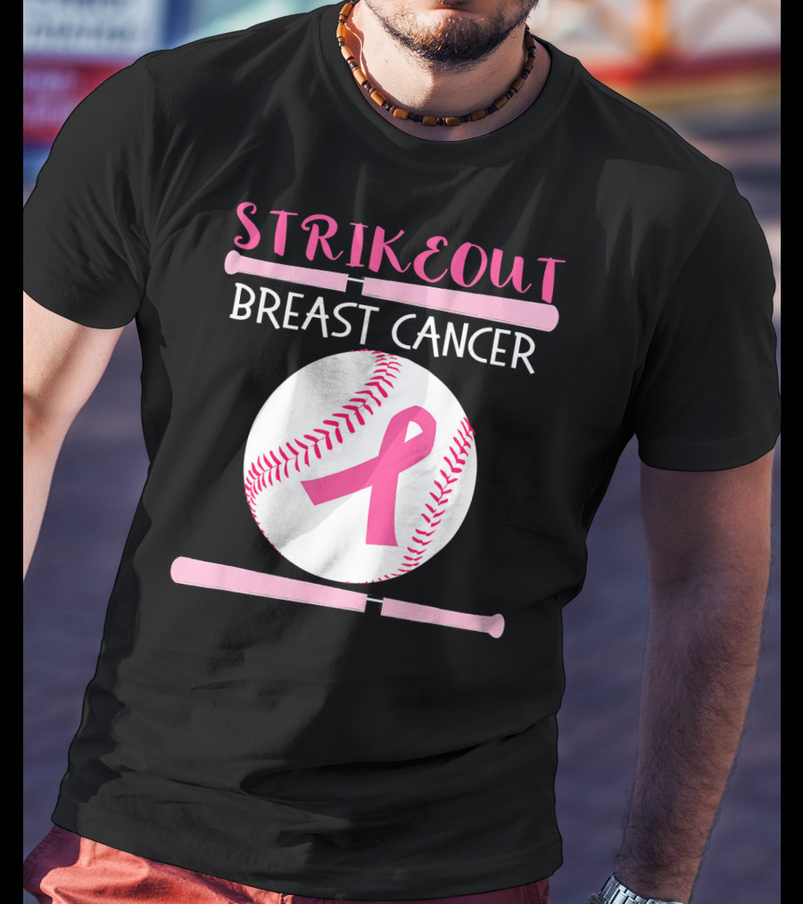 Strikeout Breast Cancer Baseball Catcher Player Team Co T-Shirt