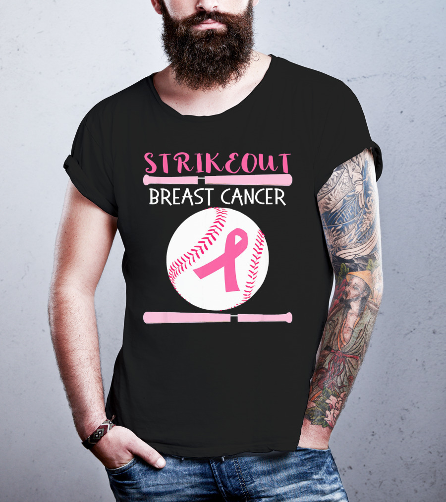 Strikeout Breast Cancer Baseball Catcher Player Team Co T-Shirt