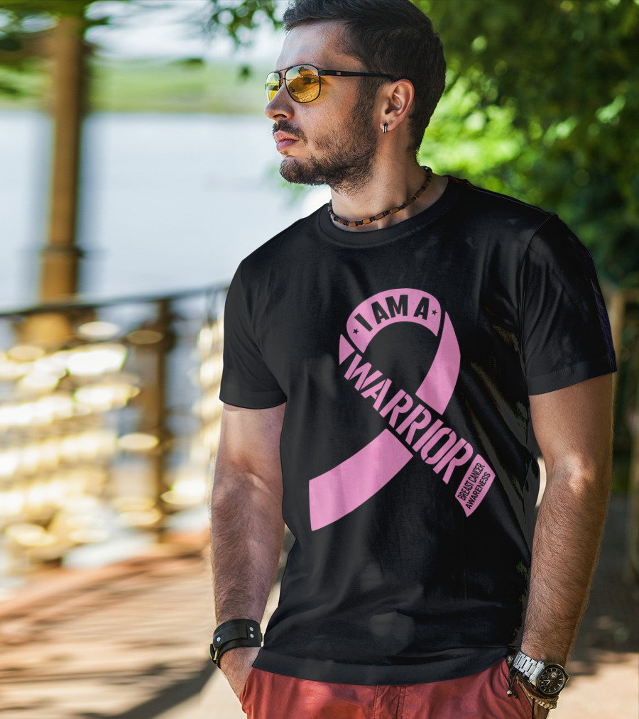 I Am A Warrior Pink Ribbon Breast Cancer Awareness T-Shirt