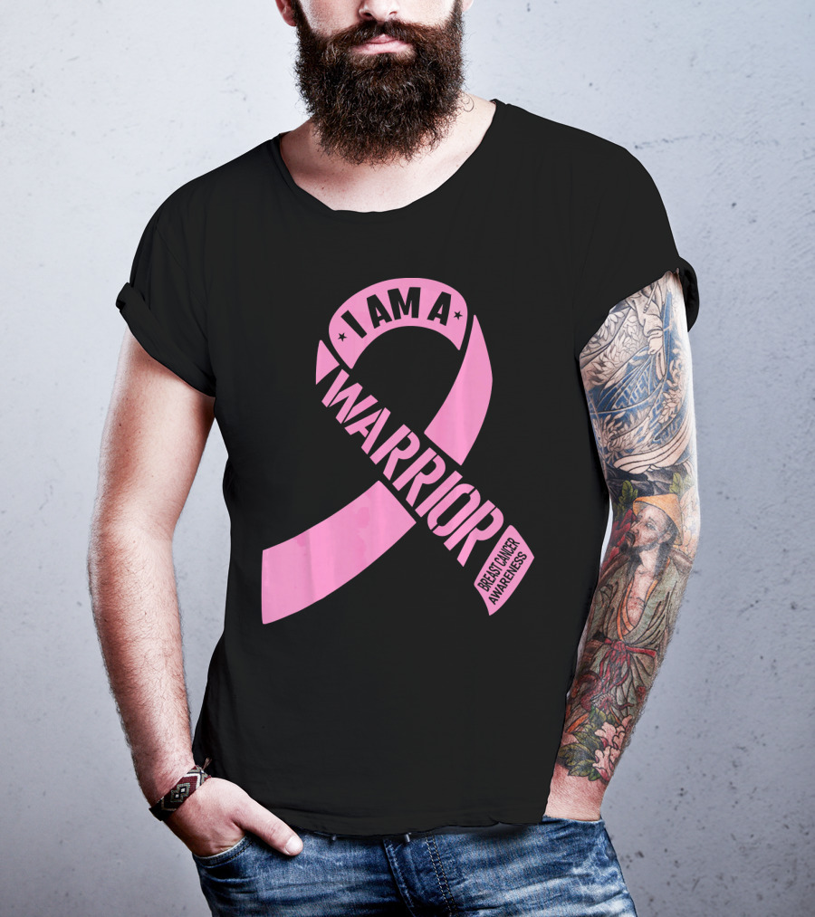 I Am A Warrior Pink Ribbon Breast Cancer Awareness T-Shirt
