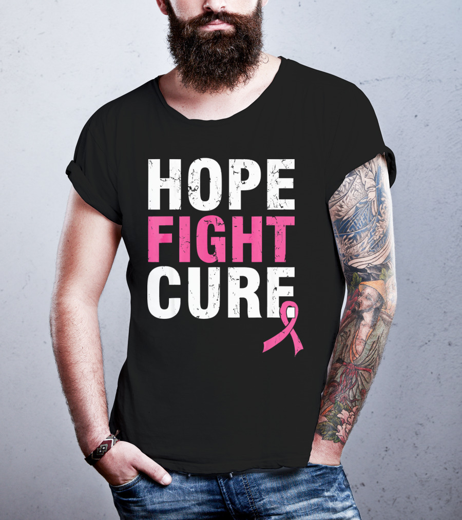 Hope Fight Cure Cancer Awareness Pink T-Shirt