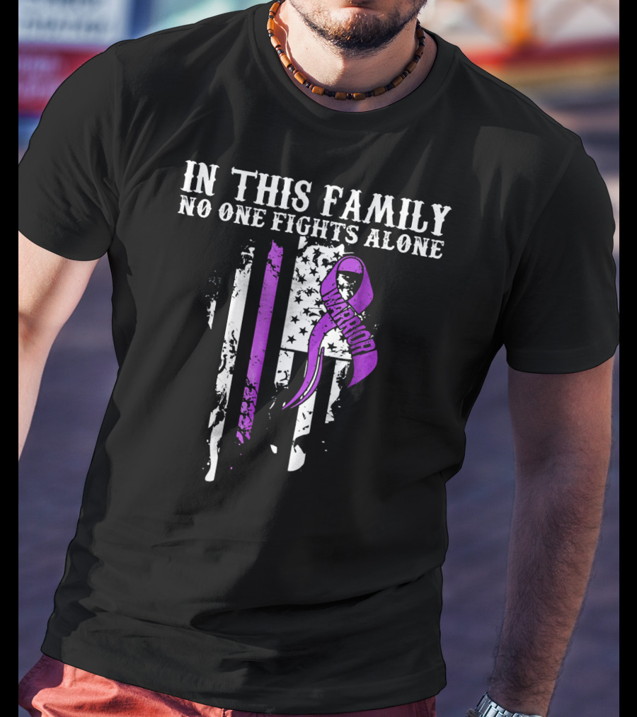In This Family No One Fights Alone Pancreatic Cancer Warrior T-Shirt