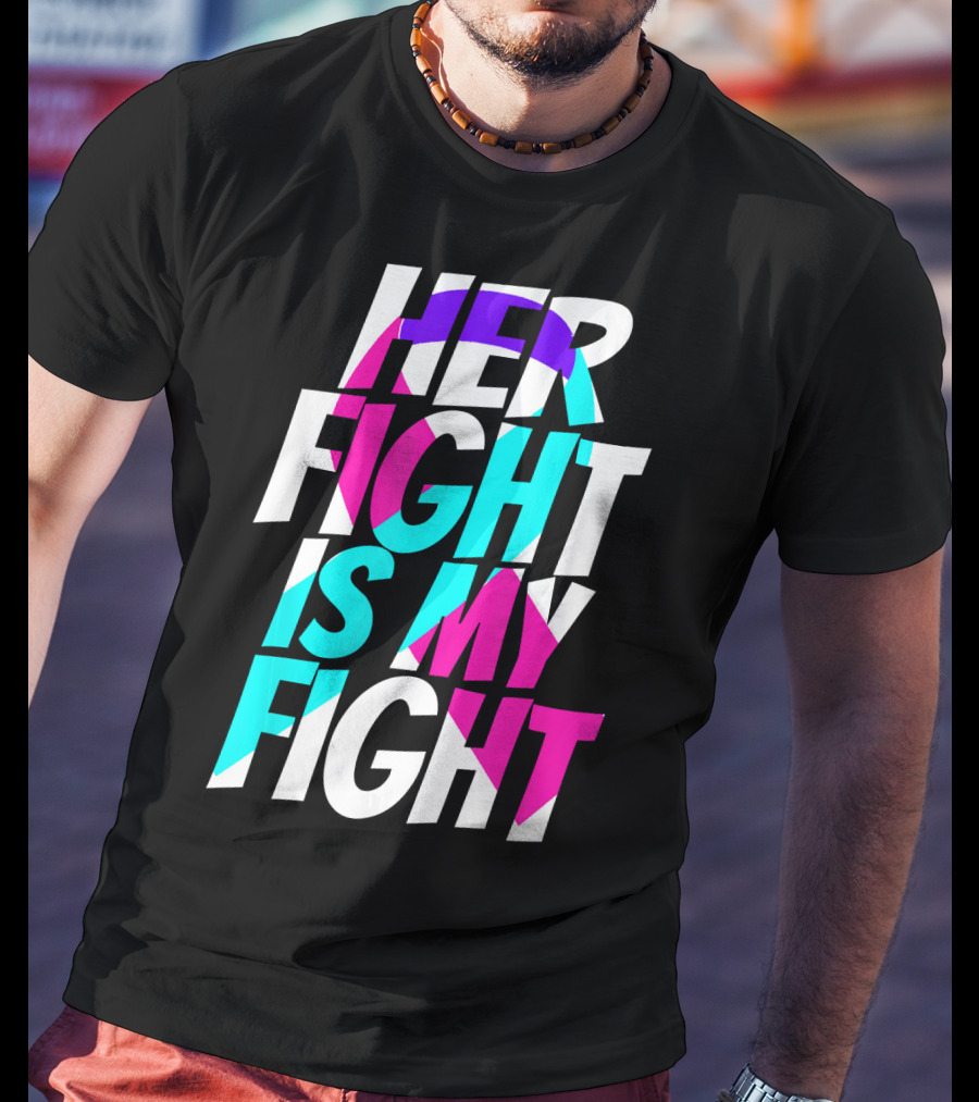 Her Fight Is My Fight Ribbon Thyroid Cancer Awareness T-Shirt