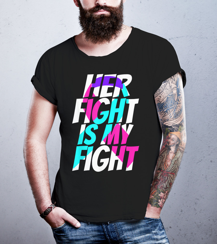 Her Fight Is My Fight Ribbon Thyroid Cancer Awareness T-Shirt