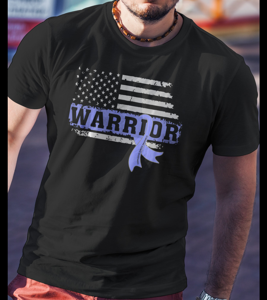 Warrior Esophageal Cancer Awareness American Flag T-Shirt