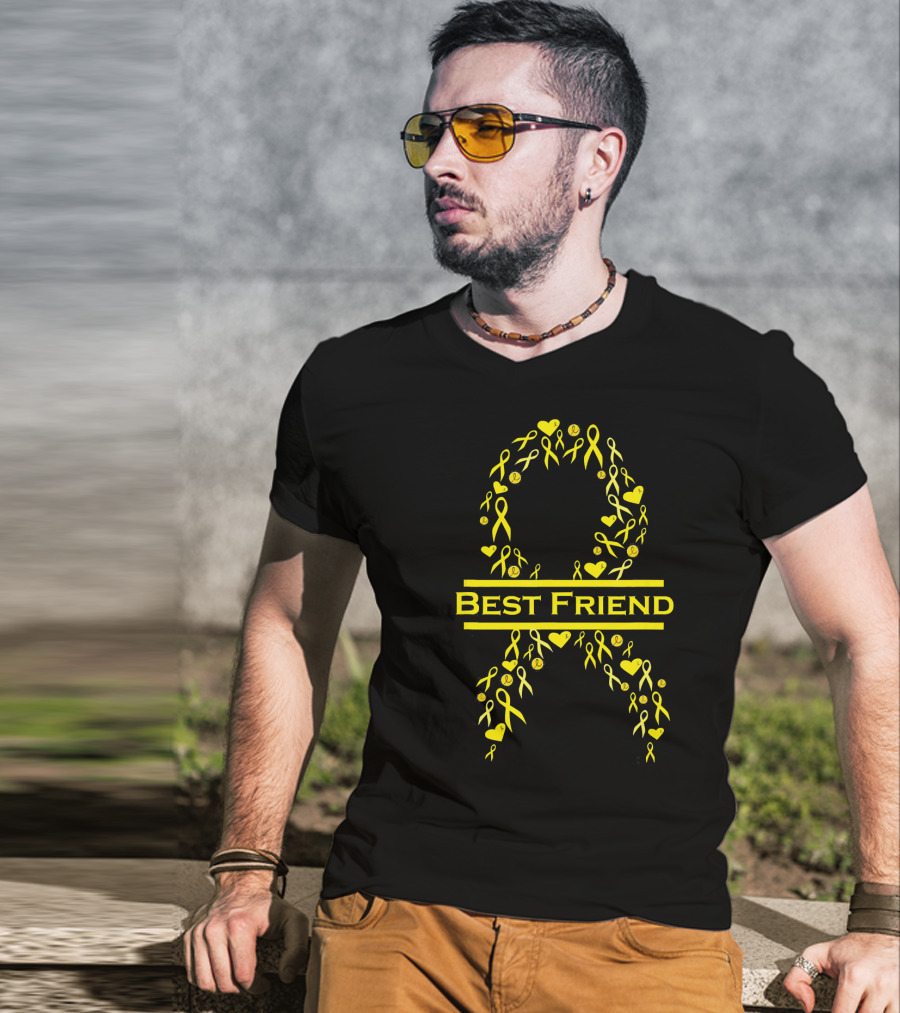 Childhood Cancer Awareness Yellow Ribbon Best Friend T-Shirt