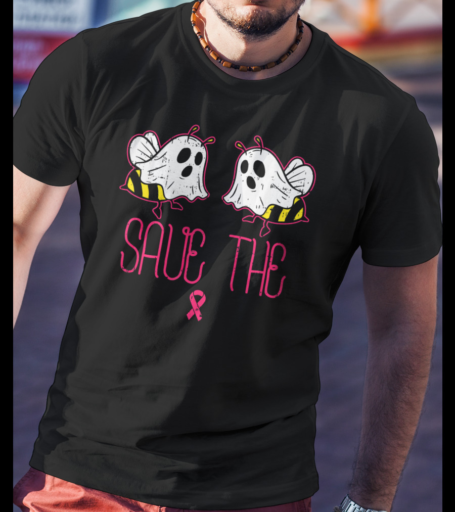 Save The Boo Bees Funny Halloween Breast Cancer Awareness T-Shirt