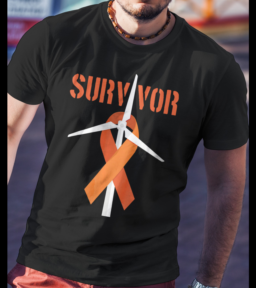 Survivor Windmill Orange Ribbon Cancer Awareness T-Shirt