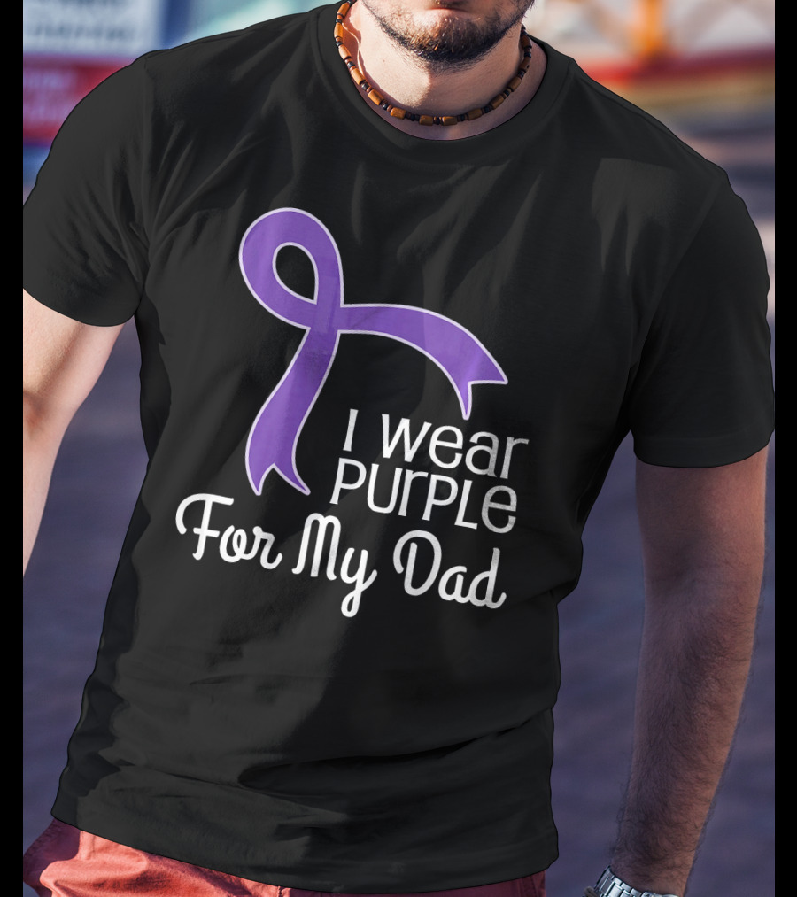 I Wear Purple Ribbon For My Dad Alzheimer's Lupus Pancrea T-Shirt