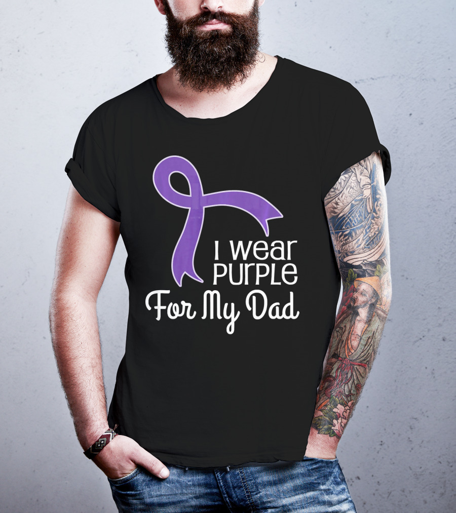 I Wear Purple Ribbon For My Dad Alzheimer's Lupus Pancrea T-Shirt