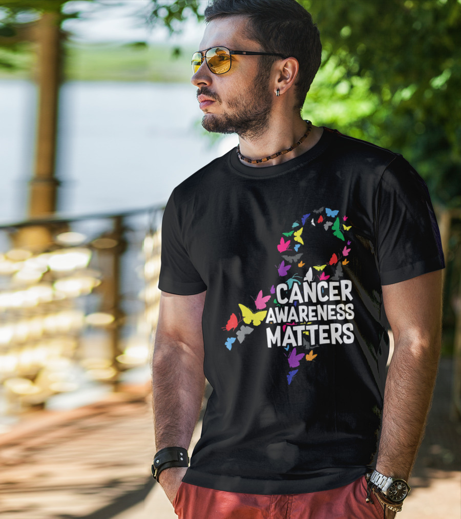Cancer Awareness Matters Butterfly Ribbon T-Shirt