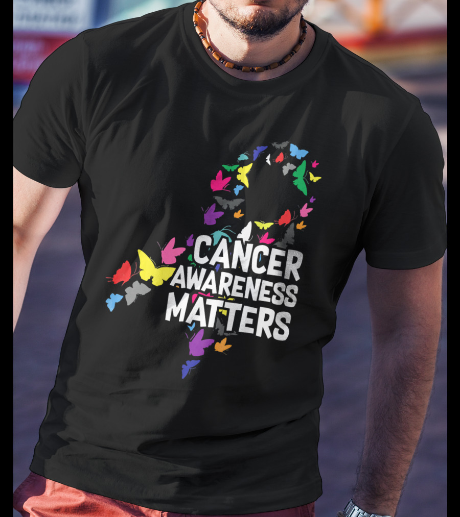 Cancer Awareness Matters Butterfly Ribbon T-Shirt