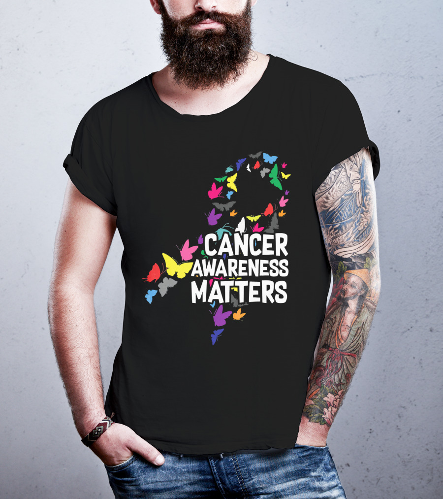 Cancer Awareness Matters Butterfly Ribbon T-Shirt