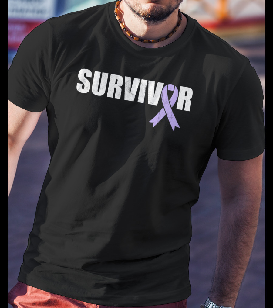 Survivor Purple Ribbon Cancer Awareness T-Shirt
