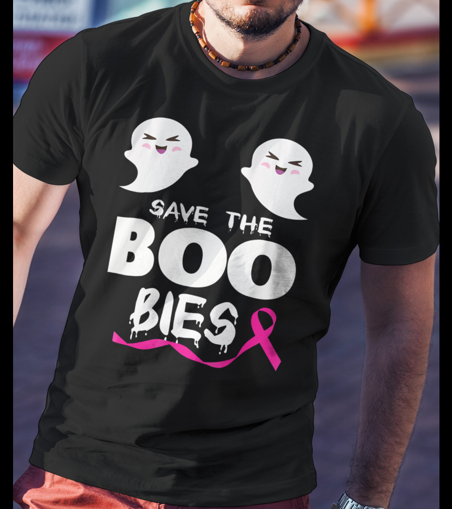 Save The BOO Bies Ghosts Pink Ribbon Breast Cancer Support T-Shirt