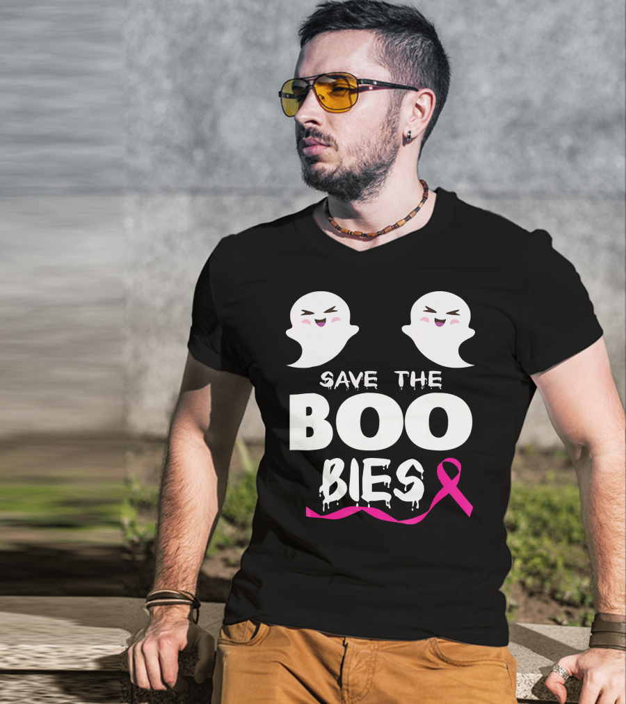 Save The BOO Bies Ghosts Pink Ribbon Breast Cancer Support T-Shirt