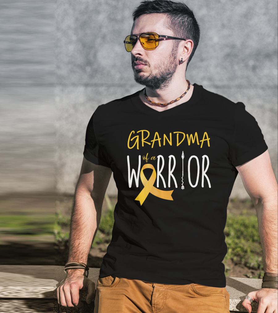 Grandma Of A Warrior Childhood Cancer Awareness T-Shirt