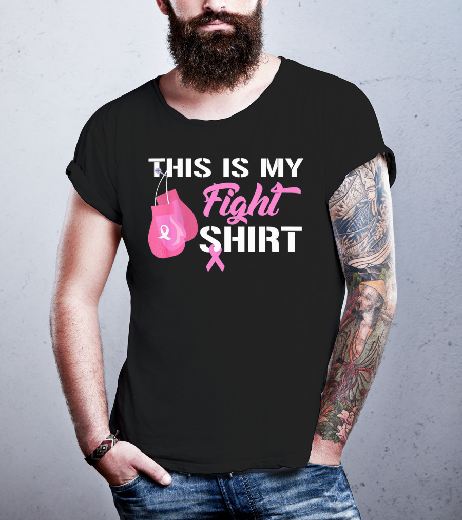 THIS IS MY FIGHT SHIRT Breast Cancer Awareness Pink Ribbon Boxing Gloves T-Shirt