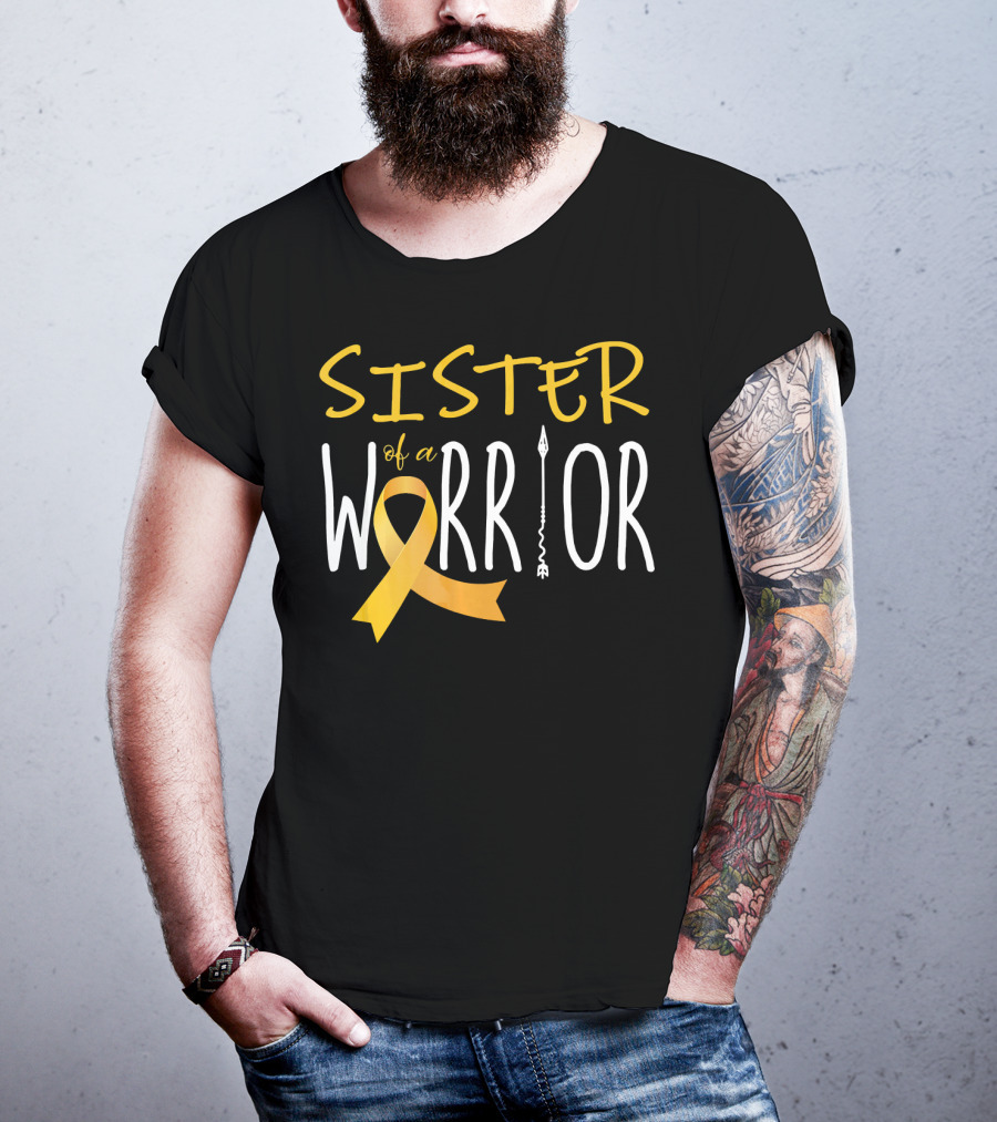 Sister Of A Warrior Childhood Cancer Awareness T-Shirt