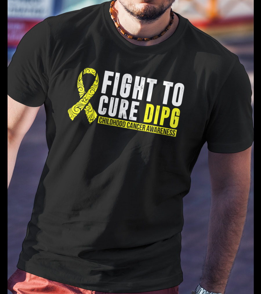 Fight To Cure DIPG Childhood Cancer Awareness Yellow T-Shirt