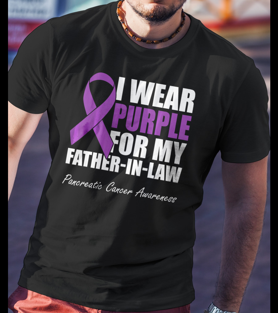 I Wear Purple For My Father-in-Law Pancreatic Cancer Awareness T-Shirt