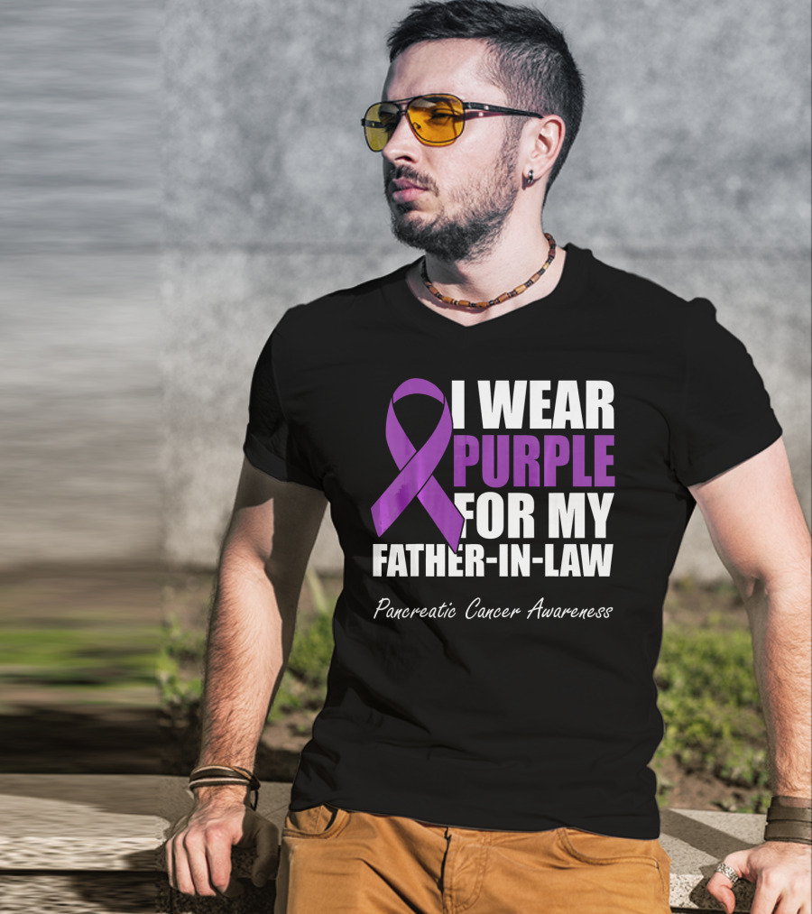 I Wear Purple For My Father-in-Law Pancreatic Cancer Awareness T-Shirt