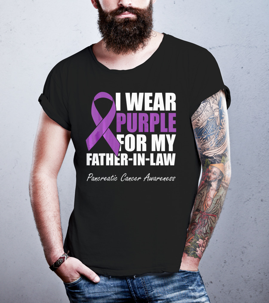 I Wear Purple For My Father-in-Law Pancreatic Cancer Awareness T-Shirt