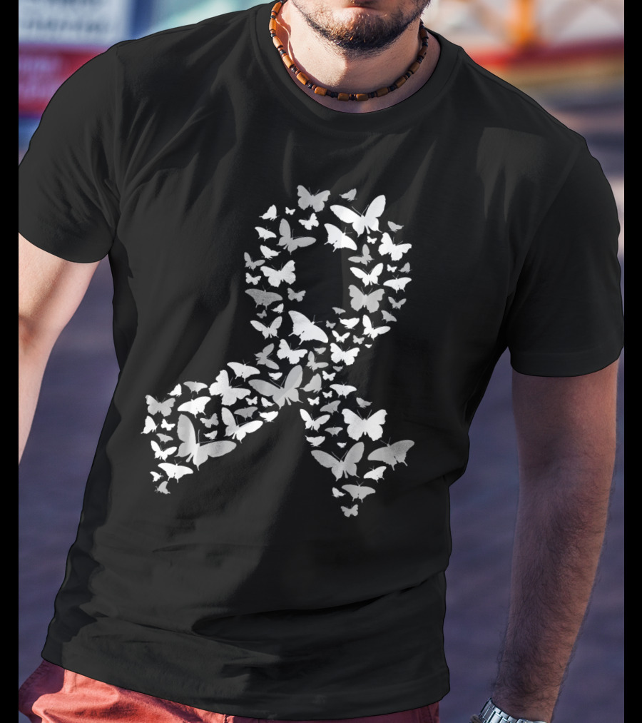 Brain Cancer Awareness Butterfly Ribbon T-Shirt