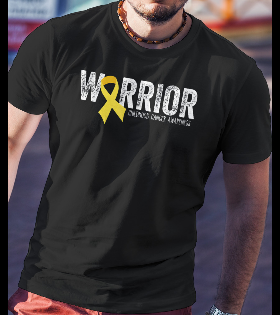 Warrior Yellow Ribbon Childhood Cancer Awareness T-Shirt