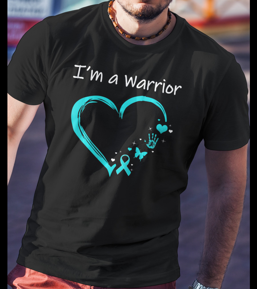 I'm A Warrior Ovarian Cancer Heart Awareness T-Shirt