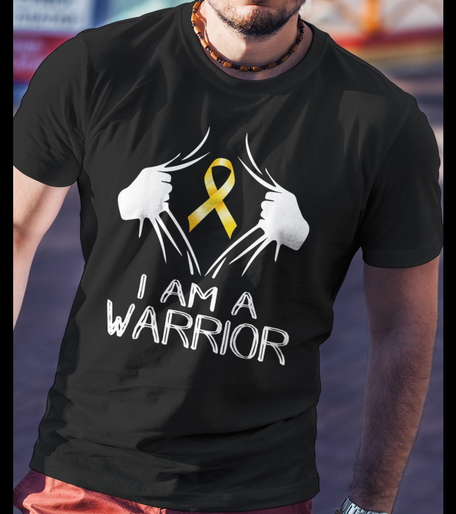 I Am A Warrior Childhood Cancer Awareness Yellow T-Shirt