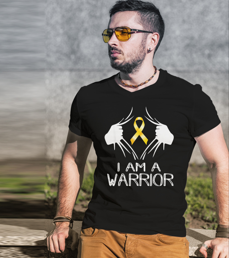 I Am A Warrior Childhood Cancer Awareness Yellow T-Shirt