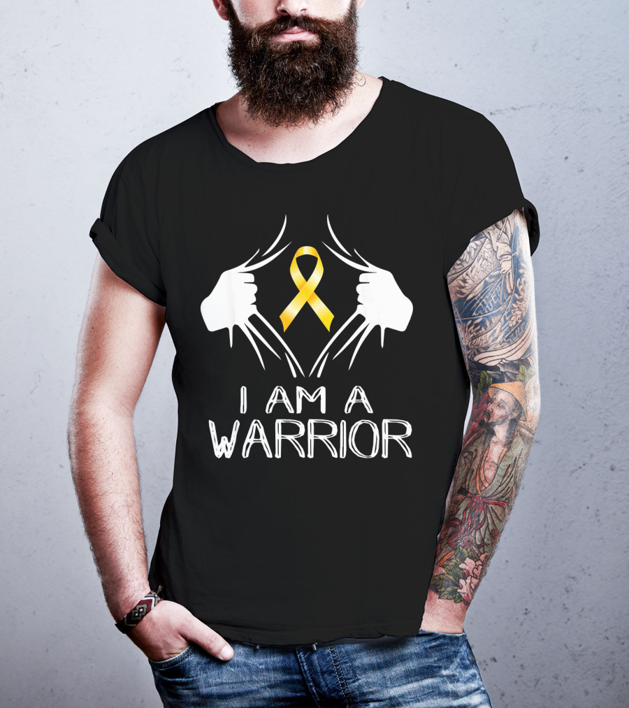 I Am A Warrior Childhood Cancer Awareness Yellow T-Shirt