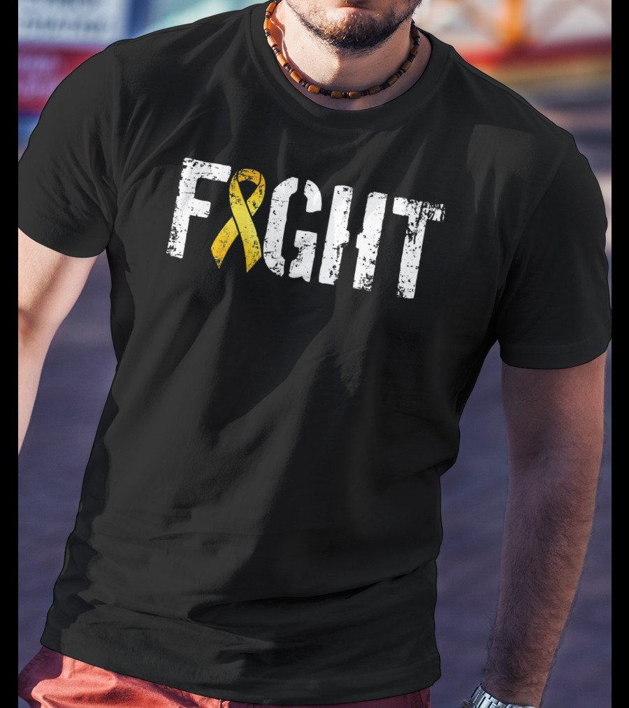 Fight Childhood Cancer Yellow Ribbon Military Style Go T-Shirt