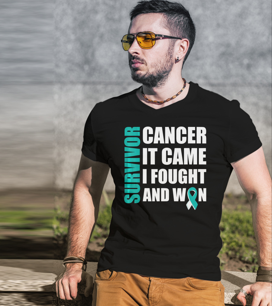 Survivor Cancer It Came I Fought And Won Cervical Cancer Awareness Fight Cancer T-Shirt