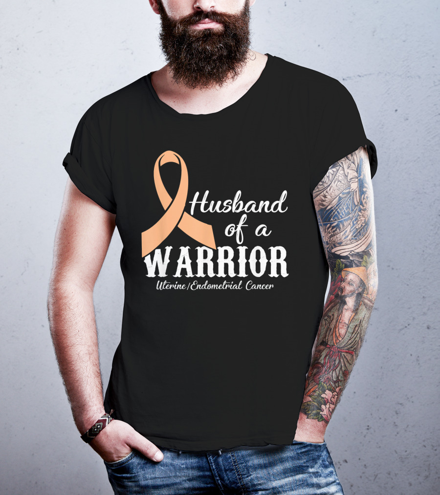 Husband Of A Warrior Uterine Endometrial Cancer T-Shirt