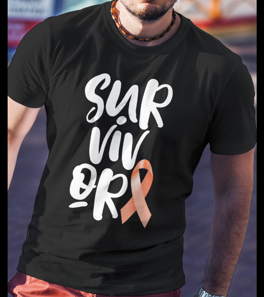 Survivor Uterine Cancer Peach Ribbon Awareness T-Shirt