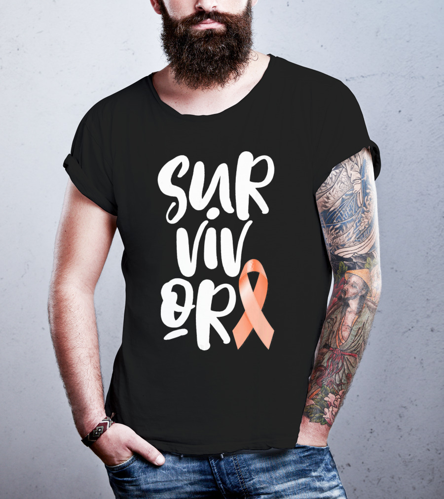 Survivor Uterine Cancer Peach Ribbon Awareness T-Shirt