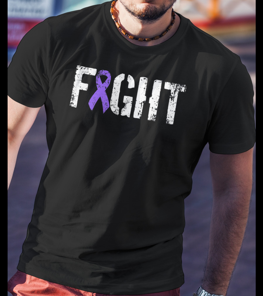 Fight Hodgkins Lymphoma Cancer Purple Ribbon Awareness T-Shirt