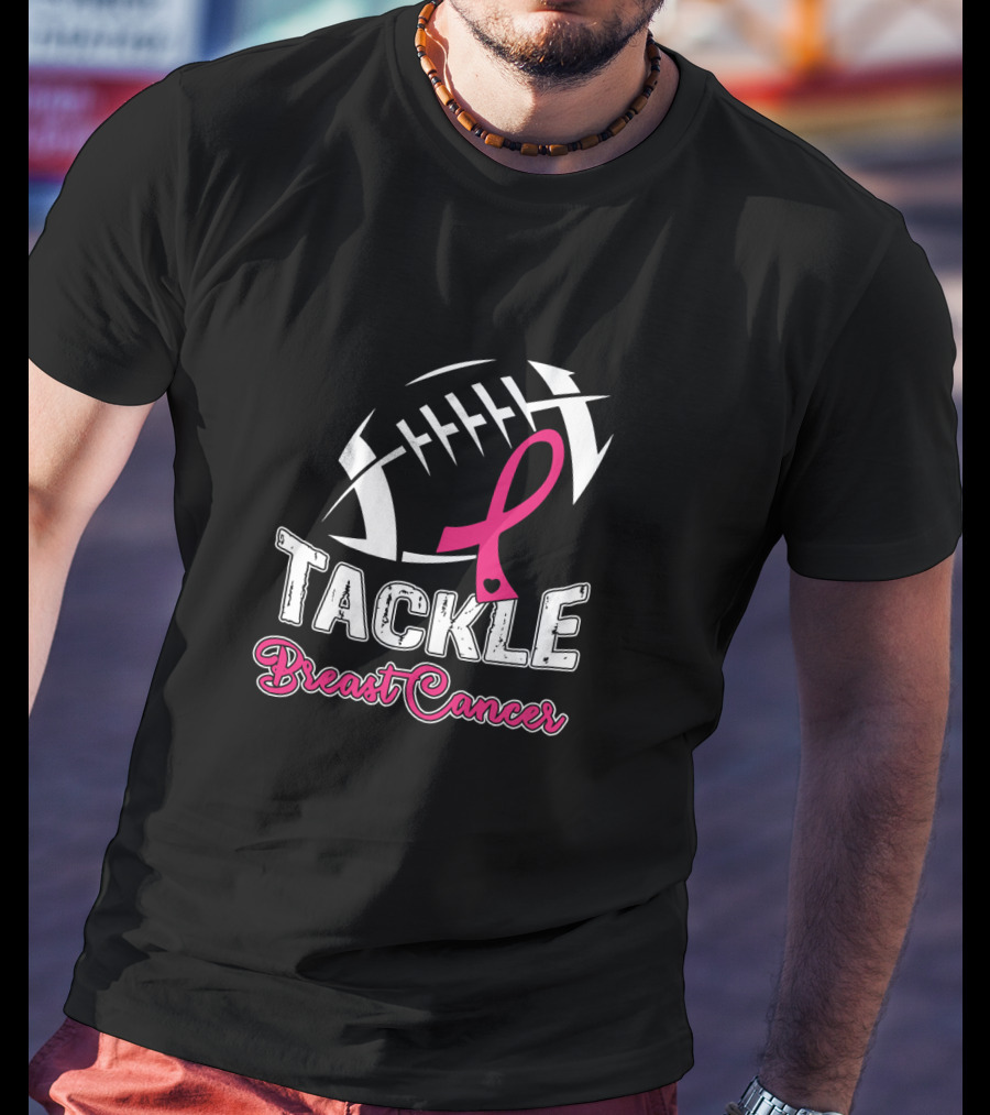 Tackle Breast Cancer Awareness Football T-Shirt