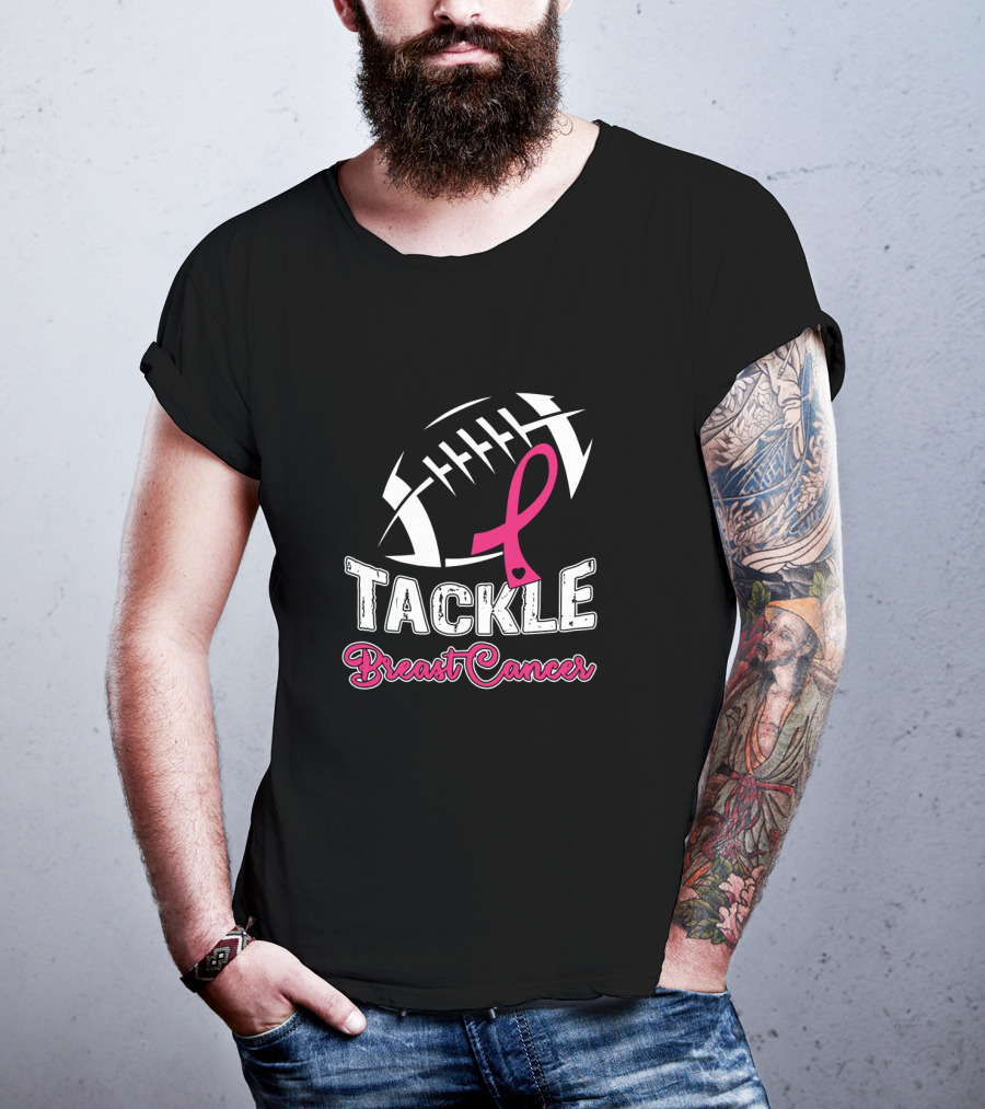 Tackle Breast Cancer Awareness Football T-Shirt