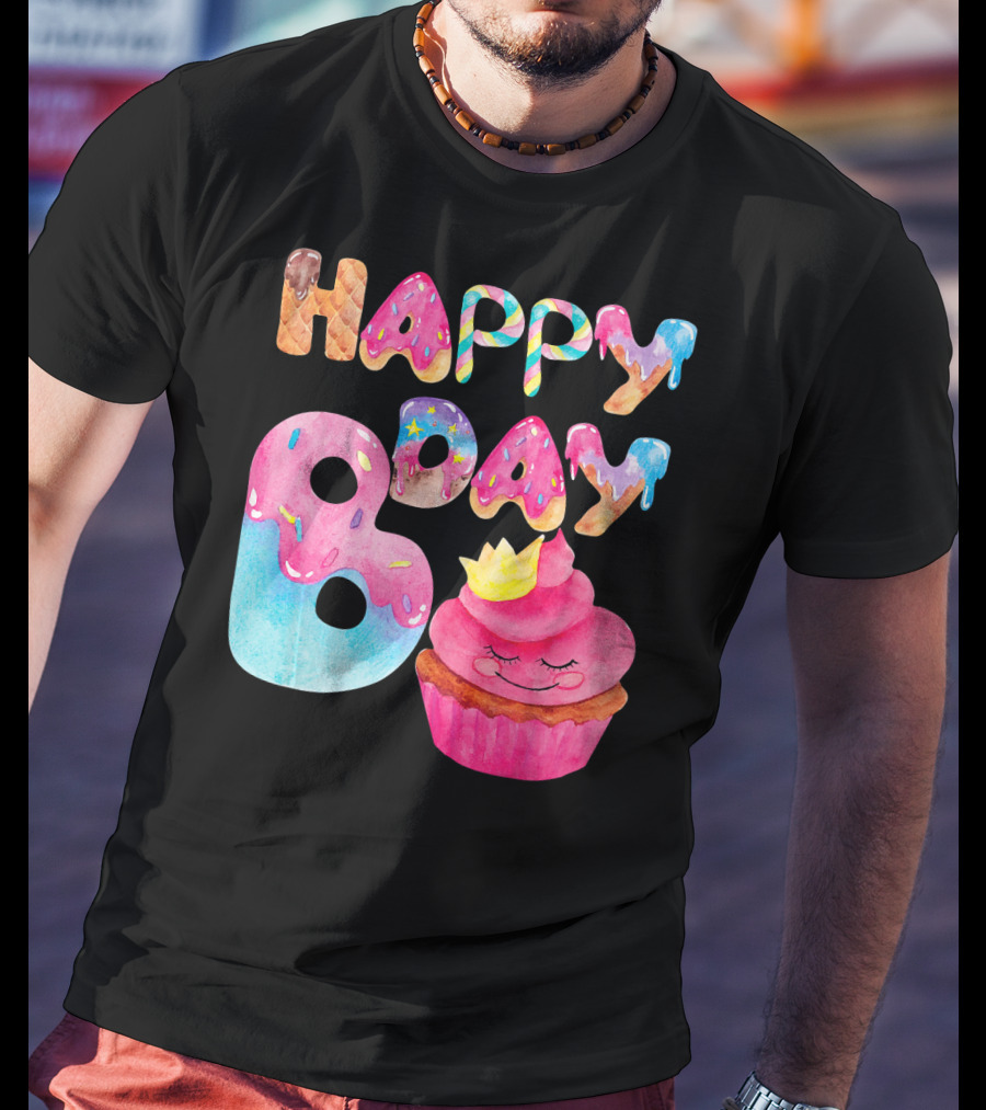 Happy Bday Cupcake Donut Themed Birthday T-Shirt