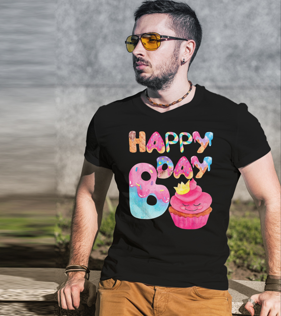 Happy Bday Cupcake Donut Themed Birthday T-Shirt