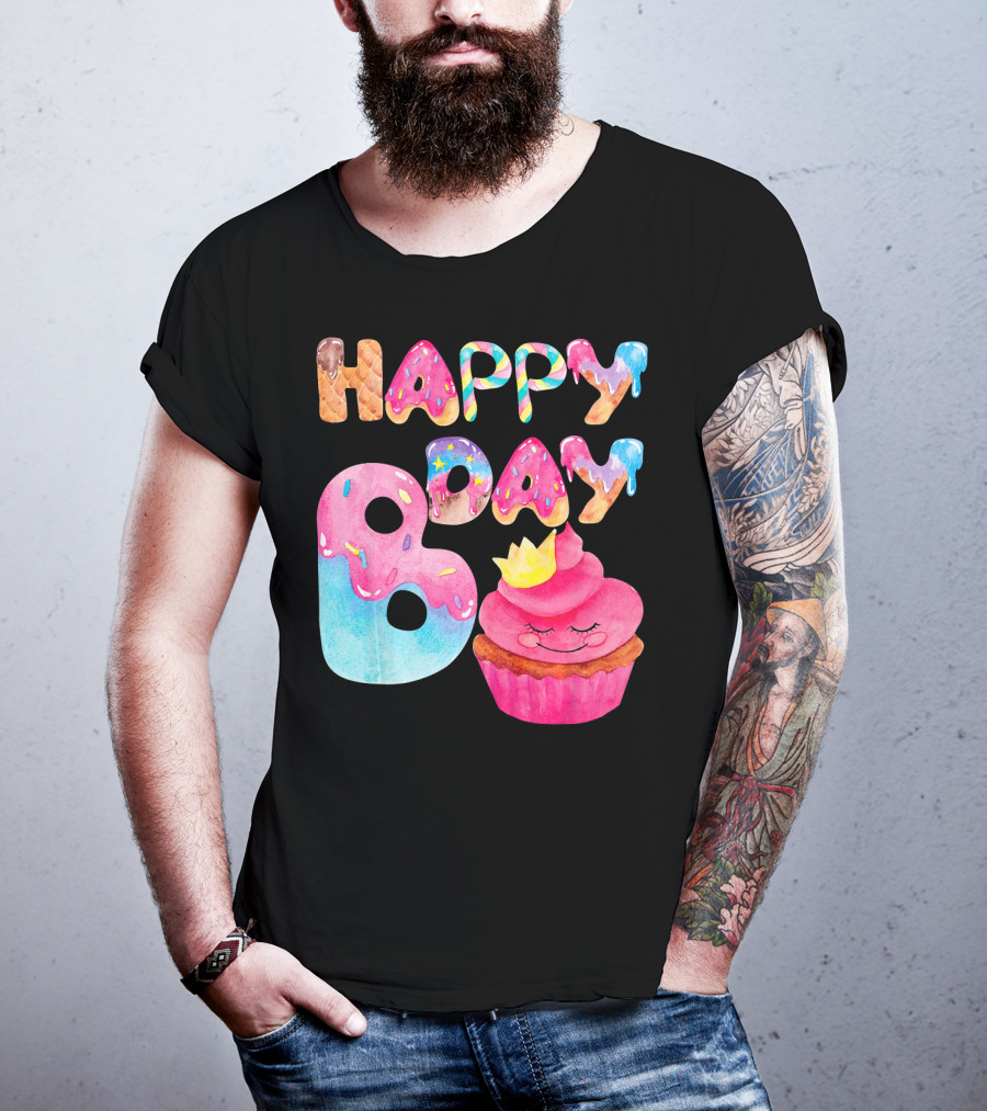 Happy Bday Cupcake Donut Themed Birthday T-Shirt