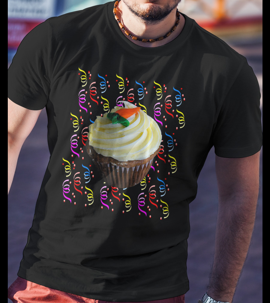 Cupcake And Confetti Cupcake With Colorful Swirl Decorations T-Shirt